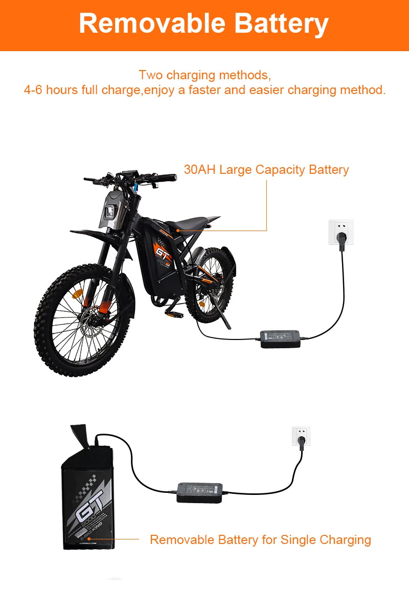 2025 Newest Style 24 Inch Fat Tire Off- Road Electric Mountain Bikes GT2000 Electric Cycle Bicycles for Adults