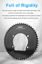 Riro Carbon 110Bcd Chainring Carbon Road Bike Chainring 50-34T 52-36T 53-39T 54-40T for R7100 R8100 R9200 110 Bcd Crown Aluminum