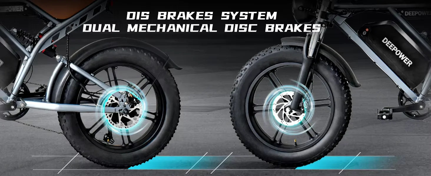 Deepower Electric Bike 2000W 48V 60AH 20Inch Fat Tire Mountain Ebike for Adults Disc Brake Off-Road Adventure Electric Bicycle