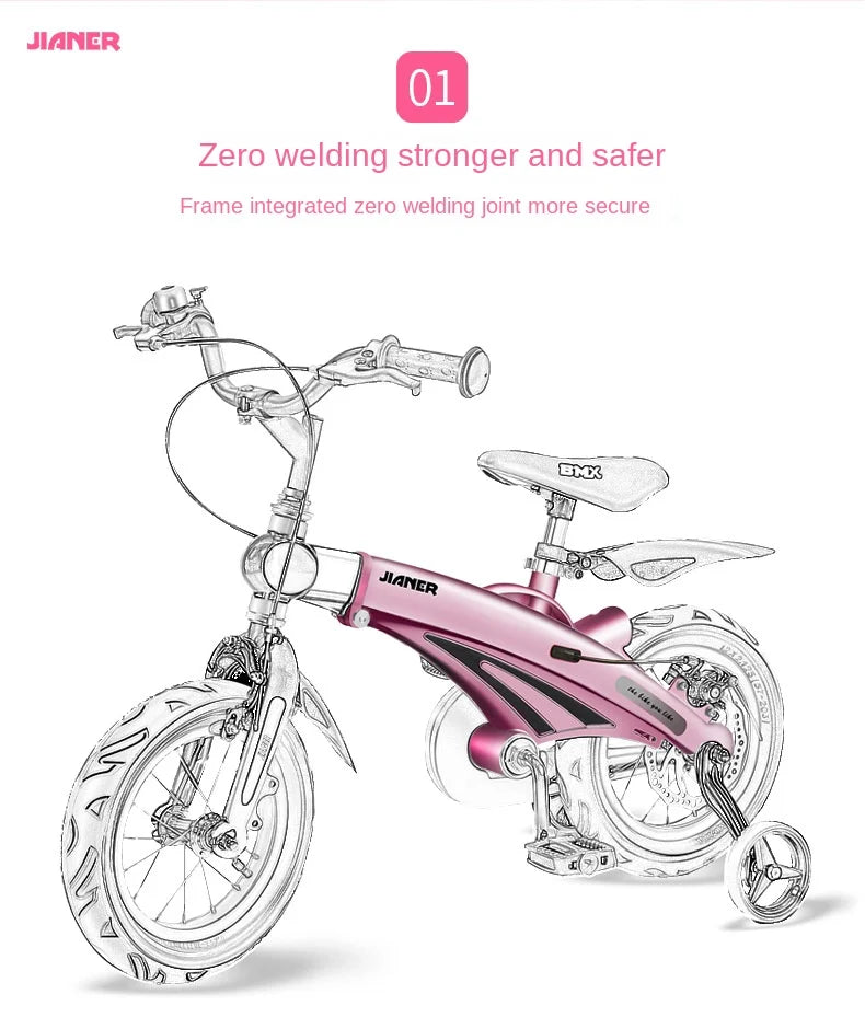 PUOU Children's Bicycle With Magnesium Alloy Monoblock Wheels For Girls And Boys Baby's First Bike Hot New
