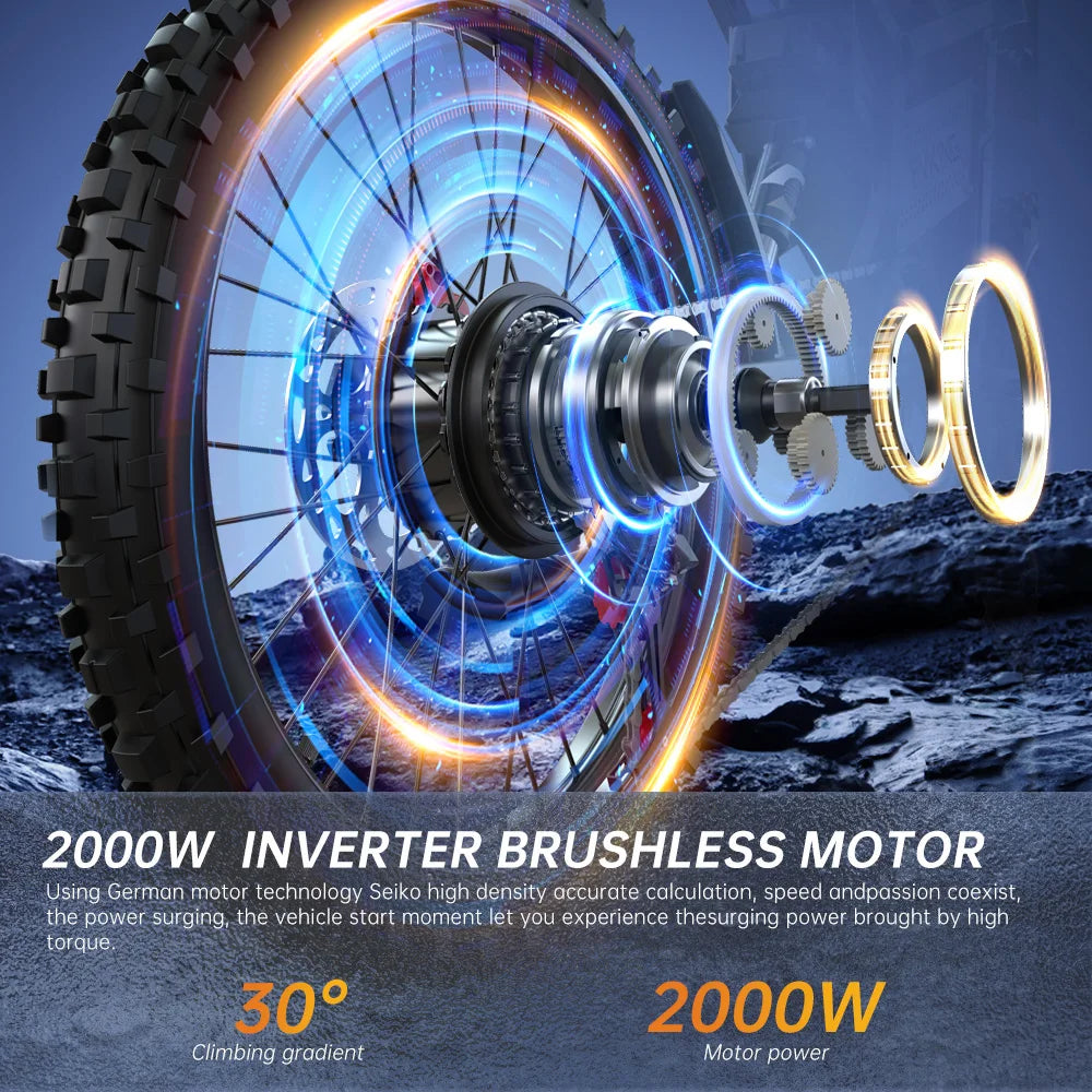 E6 Adult Electric Bicycle 2000w 52V 40ah Mountain Electric Bike 25 Inch Tire Outdoor Entertainment Off Road E Bike