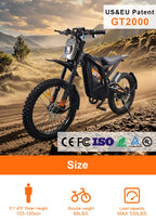 2025 Newest Style 24 Inch Fat Tire Off- Road Electric Mountain Bikes GT2000 Electric Cycle Bicycles for Adults