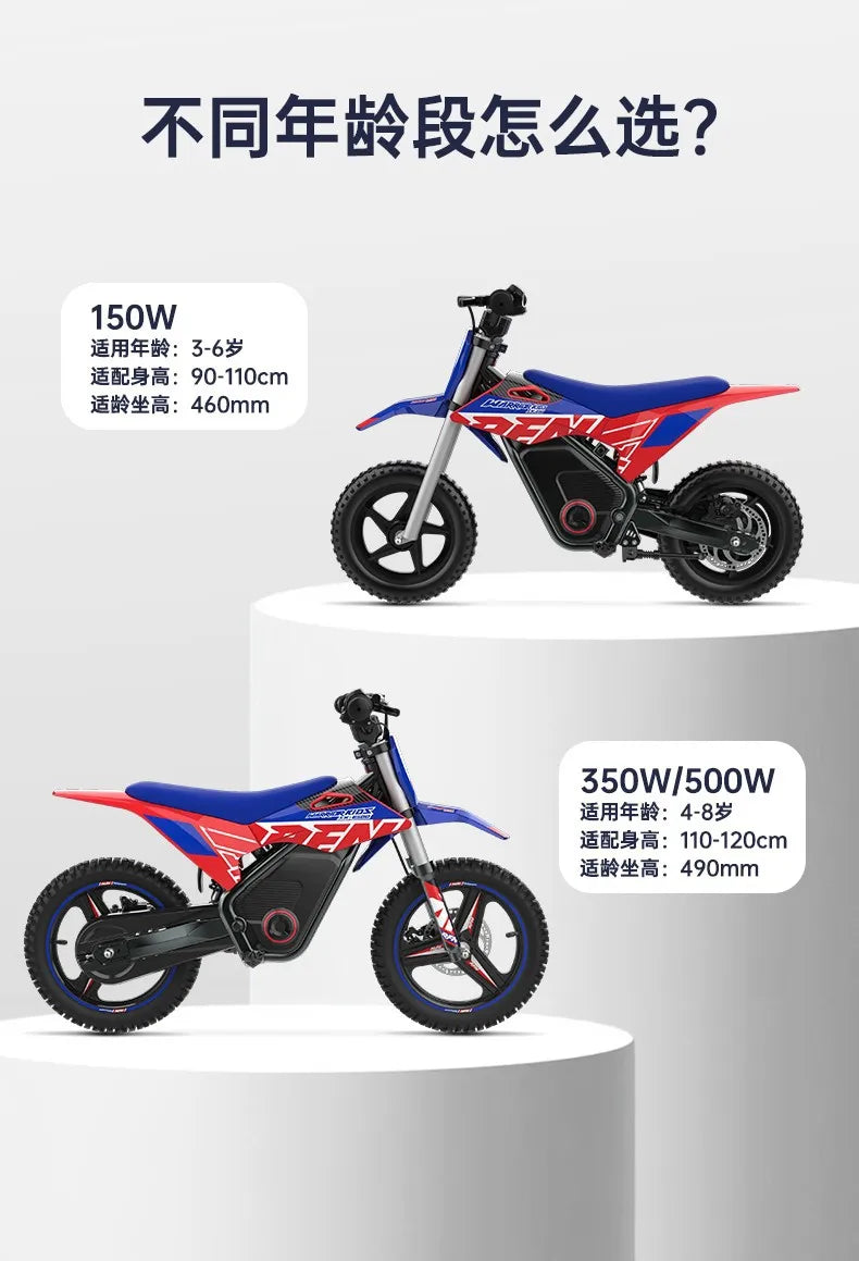 Kids Electric Off-Road Motorcycle - Age 3-8 Two-Wheel Electric Bike, Professional Youth Dirt Bike
