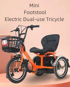Mini Electric Tricycle With Passenger Seat For Elderly 250w 24v Lightweight Family Electric Bike 3 Wheel For Women Man Adult