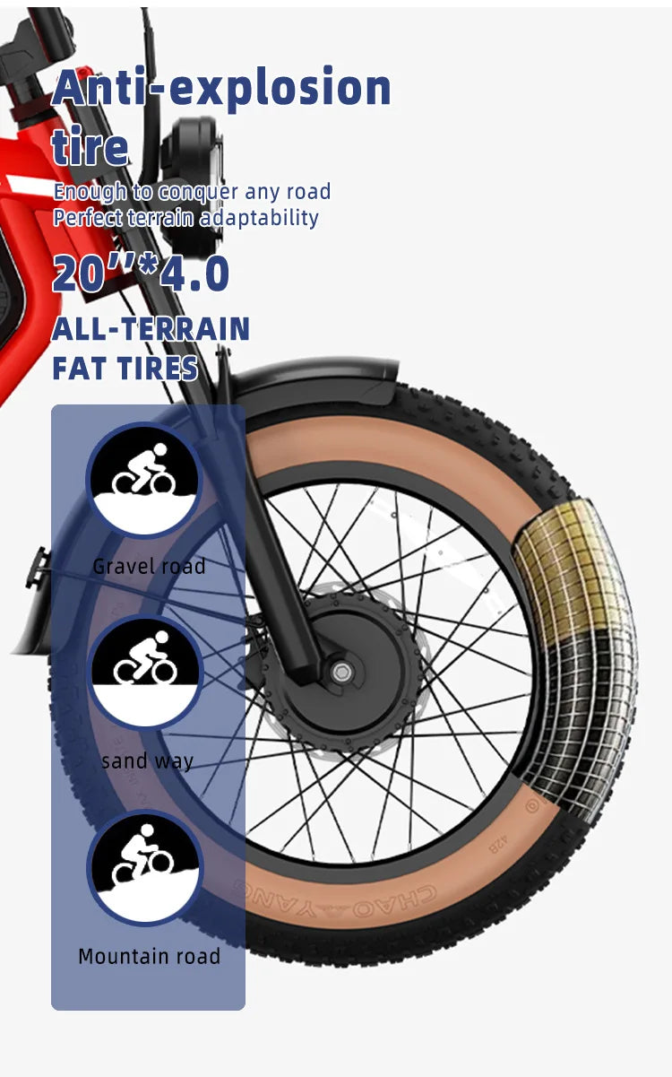 Retro Electric Motorcycle  2000W 52V 40AH Electric Motorcycle 20*40 Fat Tire Mountain Electric Bike Adult Off-Road Bicycle