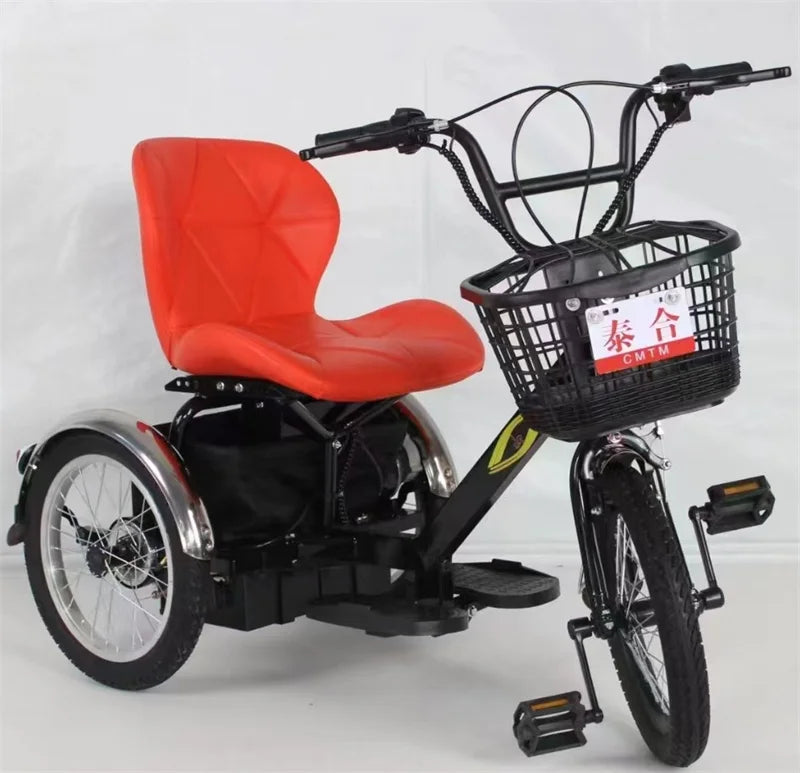 Mini Electric Tricycle With Passenger Seat For Elderly 250w 24v Lightweight Family Electric Bike 3 Wheel For Women Man Adult