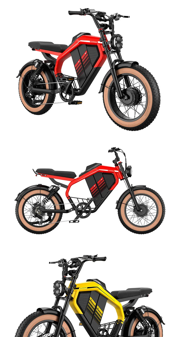 Retro Electric Motorcycle  2000W 52V 40AH Electric Motorcycle 20*40 Fat Tire Mountain Electric Bike Adult Off-Road Bicycle