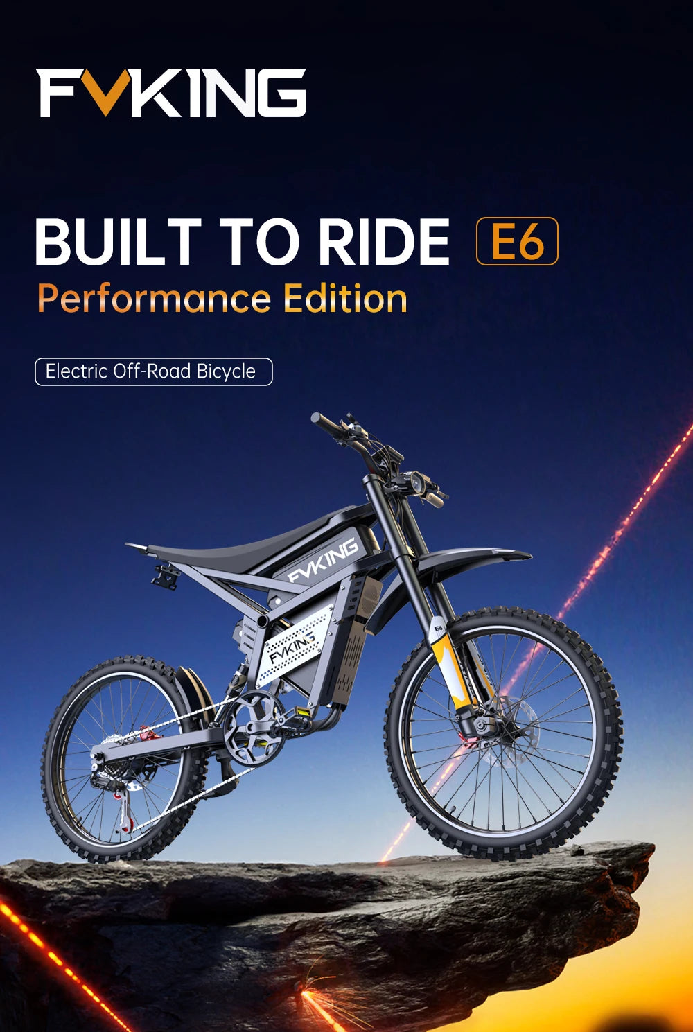 FVKINGE6 off-road electric bicycle peak 2900W motor 60KM/H52V40AH electric motorcycle 25 inches