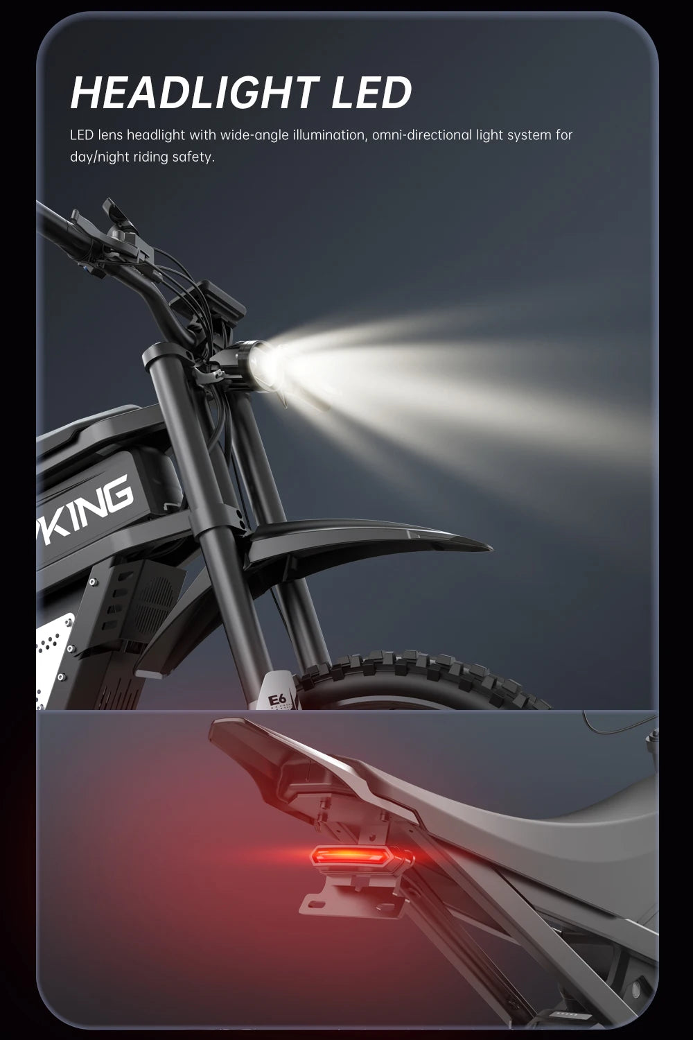 FVKINGE6 off-road electric bicycle peak 2900W motor 60KM/H52V40AH electric motorcycle 25 inches