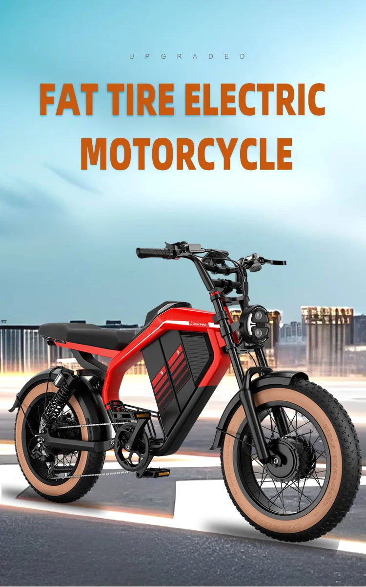 Retro Electric Motorcycle  2000W 52V 40AH Electric Motorcycle 20*40 Fat Tire Mountain Electric Bike Adult Off-Road Bicycle