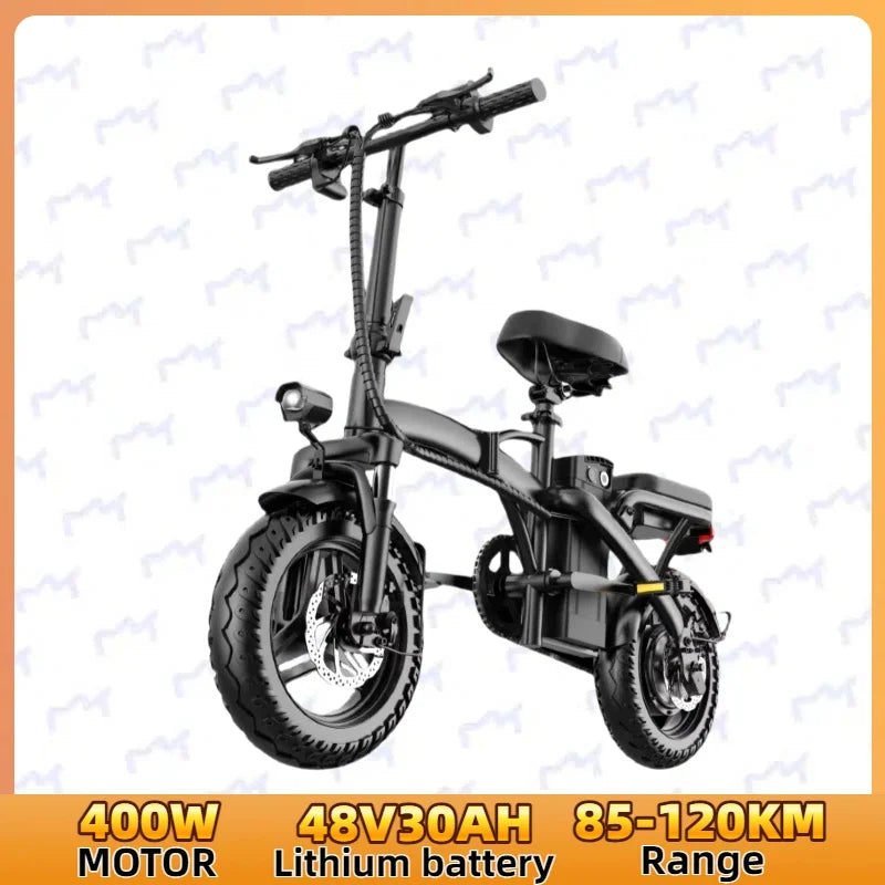 Mini Folding Electric Bike 48V 400W 30AH 14-inch Electric City Bike Folding Electric Bicycle Cheap Adult Battery Powered Scooter