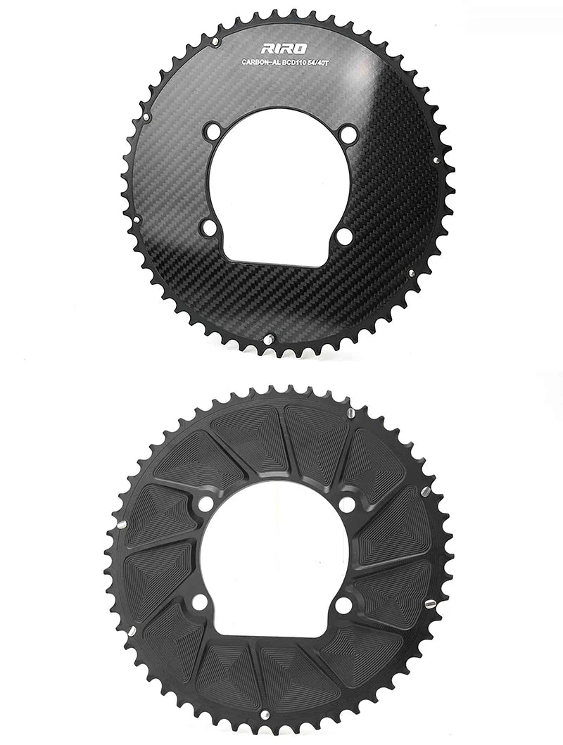Riro Carbon 110Bcd Chainring Carbon Road Bike Chainring 50-34T 52-36T 53-39T 54-40T for R7100 R8100 R9200 110 Bcd Crown Aluminum