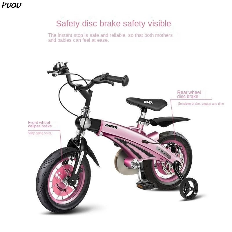 PUOU Children's Bicycle With Magnesium Alloy Monoblock Wheels For Girls And Boys Baby's First Bike Hot New