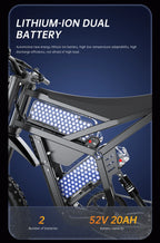 E6 Adult Electric Bicycle 2000w 52V 40ah Mountain Electric Bike 25 Inch Tire Outdoor Entertainment Off Road E Bike