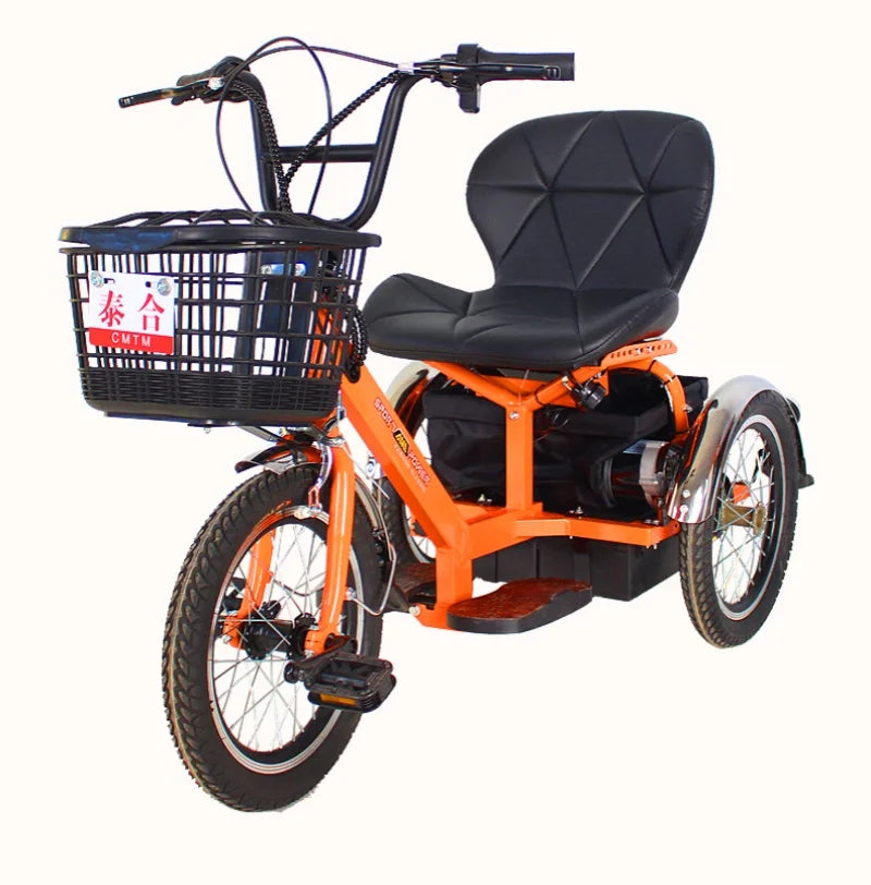 Mini Electric Tricycle With Passenger Seat For Elderly 250w 24v Lightweight Family Electric Bike 3 Wheel For Women Man Adult