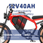 Retro Electric Motorcycle  2000W 52V 40AH Electric Motorcycle 20*40 Fat Tire Mountain Electric Bike Adult Off-Road Bicycle