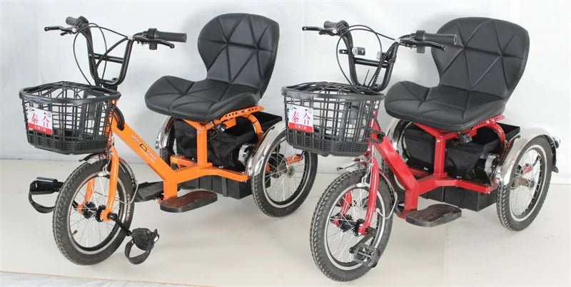 Mini Electric Tricycle With Passenger Seat For Elderly 250w 24v Lightweight Family Electric Bike 3 Wheel For Women Man Adult