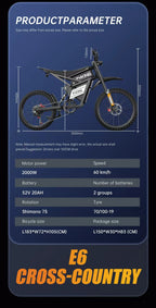 FVKINGE6 off-road electric bicycle peak 2900W motor 60KM/H52V40AH electric motorcycle 25 inches