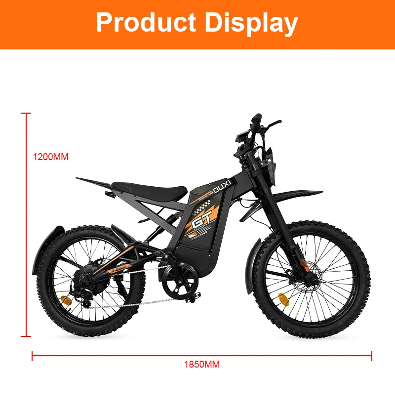 2025 Newest Style 24 Inch Fat Tire Off- Road Electric Mountain Bikes GT2000 Electric Cycle Bicycles for Adults