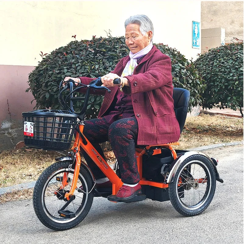 Mini Electric Tricycle With Passenger Seat For Elderly 250w 24v Lightweight Family Electric Bike 3 Wheel For Women Man Adult